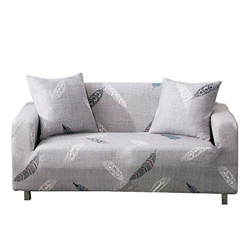 ARNTY Sofabezüge, Moderne Elastischer Sofabezug Stretch 1/2/3/4 Sitzer Couchbezug Antirutsch Blumendruck Sofahusse für Couch Möbelschutz (Grau-Feder, 2 Sitzer Sofabezug:141-180cm) von ARNTY