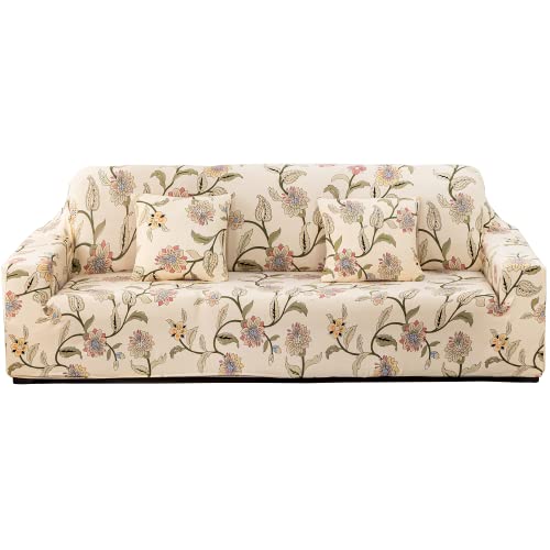 ARNTY Sofabezug, Sofabezug Ecksofa, Sofaüberwurf für 1/2/3/4 Sitzer Elastische Stretch Sofahusse Jacquard Sofaschoner (Blumen, 1 Sitzer Sofabezüge:90-140cm) von ARNTY