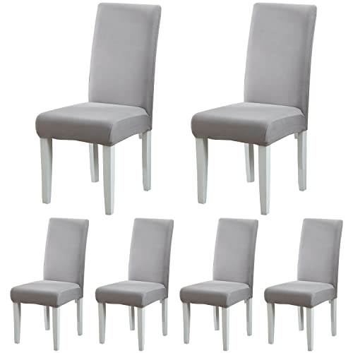 ARNTY Stuhlhussen 4/6er Set, Stuhlbezug Jacquard Esszimmer Stuhlhussen Schwingstühle Universal Hussen für Stühle für Esszimmer, Hotel, Küche, Zeremonie (Hellgrau, 6 Stück) von ARNTY