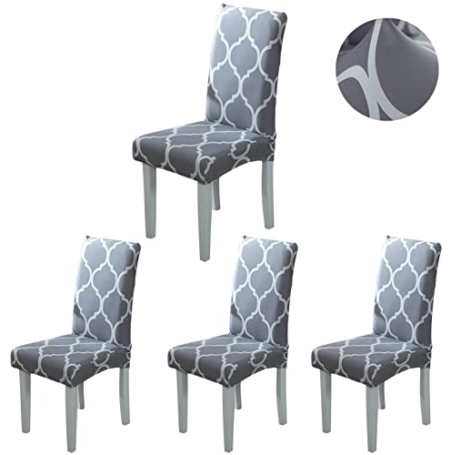 ARNTY Stuhlhussen 4er 6er Set,Stretch Stuhl Bezug Esszimmer,Universal Moderne Elastische Hussen für Stühle für Esszimmer Party Hotel Restaurant Deko (Grau-Diamant, 4 Stück) von ARNTY