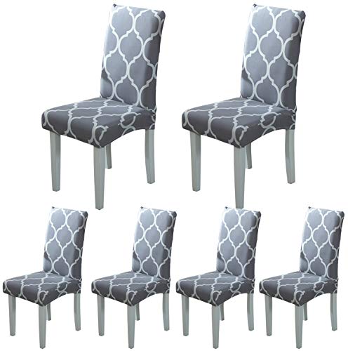 ARNTY Stuhlhussen 4er 6er Set,Stretch Stuhl Bezug Esszimmer,Universal Moderne Elastische Hussen für Stühle für Esszimmer Party Hotel Restaurant Deko (Grau-Diamant, 6 Stück) von ARNTY