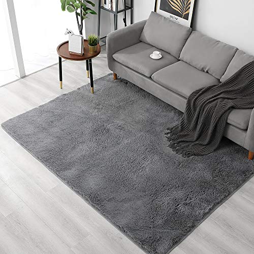 ARNTY Teppich Wohnzimmer Grau,Groß Hochflor Teppiche Wohnzimmerteppich,Modern Weicher Carpet Living Room Rug Shaggy Tepiche für Wohnzimmer,Schlafzimmer(Grau, 160 * 230cm) von ARNTY