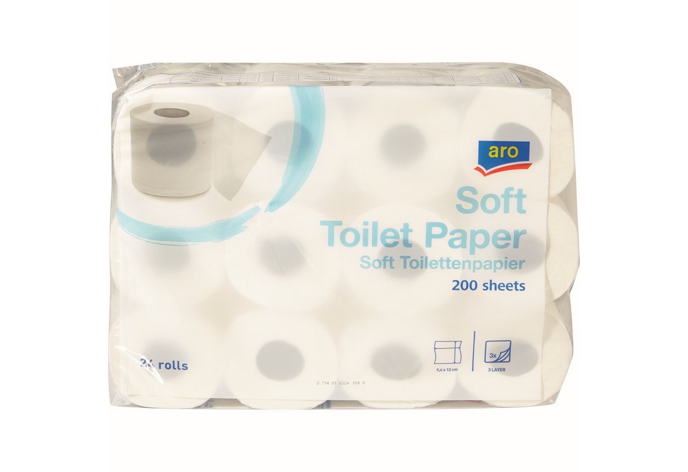 ARO Toilettenpapier Toilettenpapier, Tissue-Qualität, 3-lagig, 24 Rollen (24-St), hautfreundlich, weich, saugstark von ARO