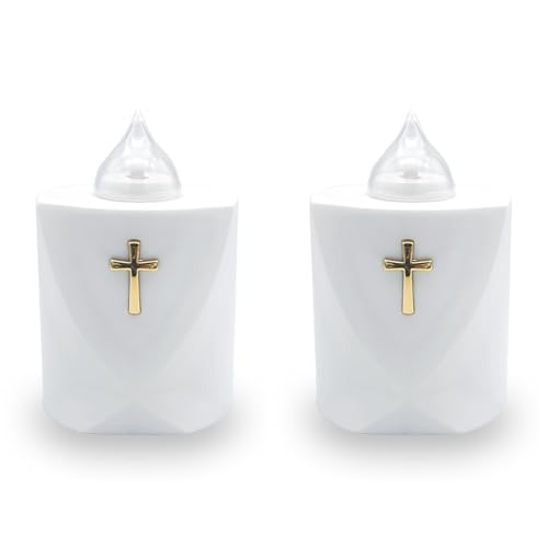 AROBA 2x LED Grabkerze Trauerlicht - Flackereffekt wie echte Kerze - lange Brenndauer bis 120 Tage - wiederverwendbar Friedhofskerze Gedenkkerze Dauerkerze - weiß Heiliges Kreuz AROBA 2x LED Grabkerze Trauerlicht - Flackereffekt wie echte Kerze - lange Brenndauer bis 120 Tage - wiederverwendbar Friedhofskerze Gedenkkerze Dauerkerze - weiß Heiliges Kreuz von AROBA