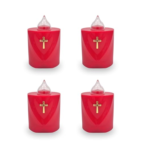 AROBA 4x LED Grabkerze Trauerlicht - Flackereffekt wie echte Kerze - lange Brenndauer bis 120 Tage - wiederverwendbar Friedhofskerze Gedenkkerze Dauerkerze - rot Heiliges Kreuz AROBA 4x LED Grabkerze Trauerlicht - Flackereffekt wie echte Kerze - lange Brenndauer bis 120 Tage - wiederverwendbar Friedhofskerze Gedenkkerze Dauerkerze - rot Heiliges Kreuz von AROBA