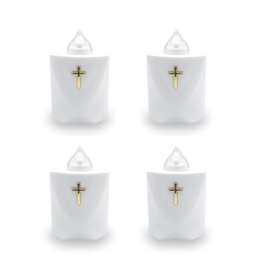 AROBA 4x LED Grabkerze Trauerlicht - Flackereffekt wie echte Kerze - lange Brenndauer bis 120 Tage - wiederverwendbar Friedhofskerze Gedenkkerze Dauerkerze - weiß Heiliges Kreuz AROBA 4x LED Grabkerze Trauerlicht - Flackereffekt wie echte Kerze - lange Brenndauer bis 120 Tage - wiederverwendbar Friedhofskerze Gedenkkerze Dauerkerze - weiß Heiliges Kreuz von AROBA
