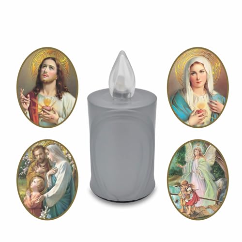 AROBA 4x LED Grabkerze Trauerlicht - Flackereffekt wie echte Kerze - lange Brenndauer bis 120 Tage - wiederverwendbar Friedhofskerze Gedenkkerze - silber inkl. Auswahl an Heiligen AROBA 4x LED Grabkerze Trauerlicht - Flackereffekt wie echte Kerze - lange Brenndauer bis 120 Tage - wiederverwendbar Friedhofskerze Gedenkkerze - silber inkl. Auswahl an Heiligen von AROBA