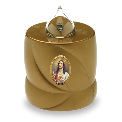 AROBA LED Grabkerze Trauerlicht - Flackereffekt wie echte Kerze - lange Brenndauer bis 200 Tage - wiederverwendbar Friedhofskerze Gedenkkerze Dauerkerze - gold Jesus AROBA LED Grabkerze Trauerlicht - Flackereffekt wie echte Kerze - lange Brenndauer bis 200 Tage - wiederverwendbar Friedhofskerze Gedenkkerze Dauerkerze - gold Jesus von AROBA