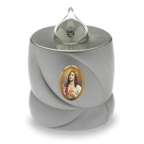 AROBA LED Grabkerze Trauerlicht - Flackereffekt wie echte Kerze - lange Brenndauer bis 200 Tage - wiederverwendbar Friedhofskerze Gedenkkerze Dauerkerze - silber Jesus AROBA LED Grabkerze Trauerlicht - Flackereffekt wie echte Kerze - lange Brenndauer bis 200 Tage - wiederverwendbar Friedhofskerze Gedenkkerze Dauerkerze - silber Jesus von AROBA