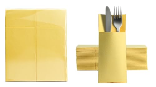 Aroba 600 Soft Point Besteckservietten weiches Material, Volumen & Struktur | fertig gefaltete Servietten mit Schlitz | 32x38 cm 1/8 Falz Bestecktasche |Gute Qualität Gelb Aroba 600 Soft Point Besteckservietten weiches Material, Volumen & Struktur | fertig gefaltete Servietten mit Schlitz | 32x38 cm 1/8 Falz Bestecktasche |Gute Qualität Gelb von AROBA