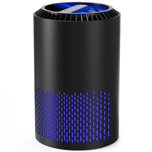 AROEVE Luftreiniger für Schlafzimmer, 7 W Luftreiniger mit H13 HEPA Filter, Rauch, Pollen, Hautschuppen, Haare, Gerüche, 22 dB Schlafmodus für Schlafzimmer und Büro, DH-JH01A, Schwarz von AROEVE
