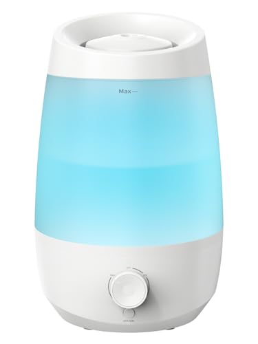 AROEVE Luftbefeuchter Schlafzimmer, 2,5L Luftbefeuchter Kinderzimme, 250 ml/h, 25H Ätherisches Öl Diffusor, Automatische Abschaltung, 25 dB Leise für Babys und Pflanzen, Weiß von AROEVE