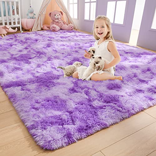 AROGAN Weiche Regenbogen-Teppiche für Mädchenzimmer, 1,2 x 1,8 m, flauschige Mädchen-Schlafzimmerteppiche, Prinzessinnen-Teppich, niedlicher bunter Teppich für Kinder, Teenager, Kinderzimmer, von AROGAN