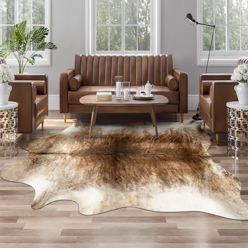 AROGAN Western Decor Kunstfell-Teppich, Rindsleder, 1,8 x 1,5 m, Premium-Tierhaut, Kuhfell-Teppich, langlebige Kuh-Druck-Teppiche für Wanddekoration, Western-Bodenteppich für Schlafzimmer, Wohnzimmer, von AROGAN