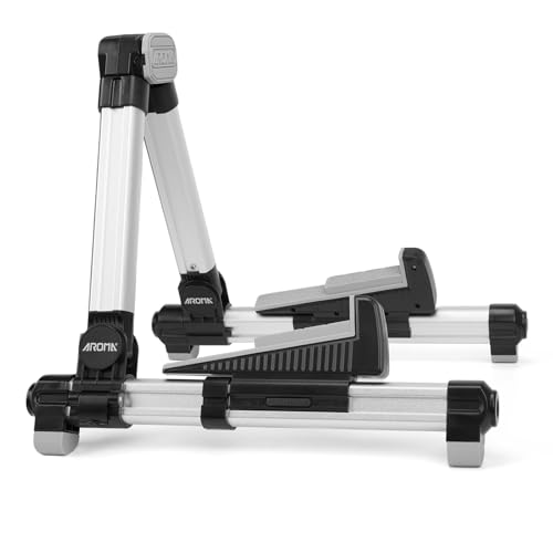 AROMA Gitarrenständer Boden Faltbar mit Verstellbarem Tray und Rückenlehne A-Frame Tragbar Instrumentenständer für Akustikgitarre E-Gitarre Bass AROMA Gitarrenständer Boden Faltbar mit Verstellbarem Tray und Rückenlehne A-Frame Tragbar Instrumentenständer für Akustikgitarre E-Gitarre Bass von AROMA