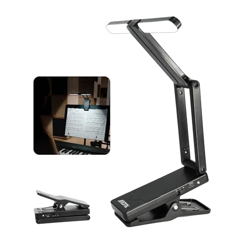 AROMA LED Notenpultleuchte mit Klammer Wiederaufladbare mit 2 Helligkeiten Augenpflege Klavierlampe Einstellbarer Winkel Perfekt für Klavier Noten Gitarre von AROMA