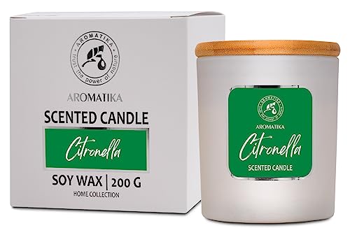 Duftkerze Citronella 200 g - Zitronella Kerze - Aroma Candle - Aromatherapie Sojawachs Kerze - Aromatherapie - Kerzen für Raumduft mit Citronella - Duftkerze im Glas - Idee für Muttertag - Geburtstag von AROMATIKA trust the power of nature