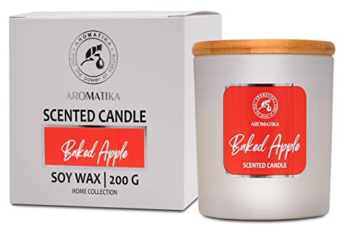 Duftkerze Gebackener Apfel 200 g - Aroma Kerze - Aromatherapie - Duftkerze für Hause - Kerzen für Raumduft mit Gebackener Apfel - Duftkerze im Glas - Idee für Muttertag - Geburtstag von AROMATIKA trust the power of nature
