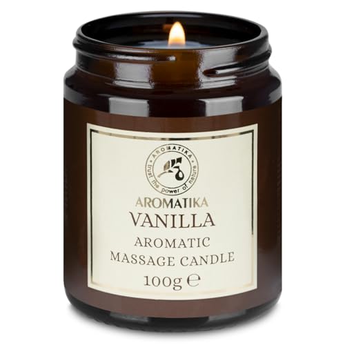 Massagekerze Vanille 100 g - Sojawachs Kerze - Massage Kerze mit Vanille Duft - Duftkerze mit Kokosöl & Mandelöl - Vanille-Oleoresin - Aroma Kerze - Entspannung - Körperpflege - Aromatherapie Massagekerze Vanille 100 g - Sojawachs Kerze - Massage Kerze mit Vanille Duft - Duftkerze mit Kokosöl & Mandelöl - Vanille-Oleoresin - Aroma Kerze - Entspannung - Körperpflege - Aromatherapie von AROMATIKA trust the power of nature