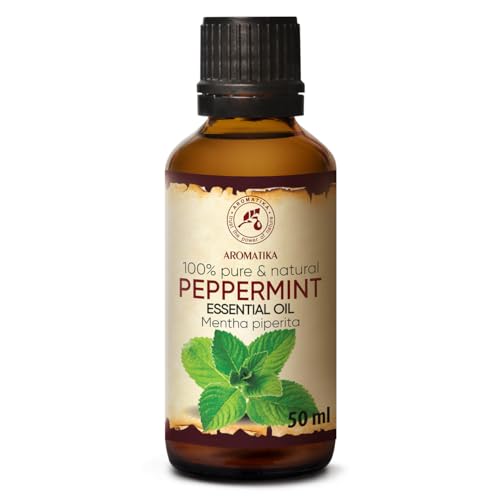 Pfefferminzöl Ätherisches Öl 50ml - Mentha Piperita - Minzöl für Guten Schlaf - Stressabbau - Sauna - Körperpflege - Entspannung - Massage - Spa - Raumduft - Aroma Diffuser - Duftlampe von AROMATIKA trust the power of nature