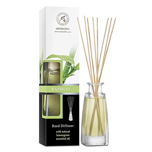 Raumduft Bamboo mit Lemongrass Öl 100ml - Intensiv und Langanhaltend Duft - Bester Raumlufterfrischer für Aromatherapie - Zuhause - Büro - Boutique - SPA - Aromatherapie von AROMATIKA trust the power of nature