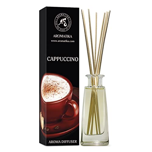 Raumduft Diffuser Cappuccino 100ml - Duftdiffusor mit Stäbchen - Duft der Kaffeebohnen - Raumbeduftung - Zimmerduft - Raumluft - Aromadiffusers - Lufterfrischer - Reed Diffuser von AROMATIKA trust the power of nature