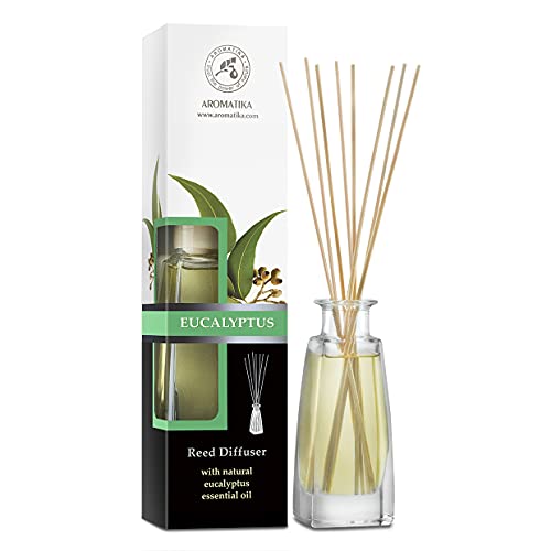 Raumduft Diffuser Eukalyptus mit Ätherischem Eukalyptusöl 100ml - Raumduft Diffuser mit Stäbchen - Aromadiffusers - Lufterfrischer - Duftdiffusor - Raumbeduftung - Reed Diffuser - Raumluft von AROMATIKA trust the power of nature