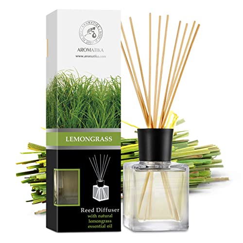 Raumduft Diffuser Lemongrass 200ml - Zitronengras - Naturreines Ätherisches Zitronengrasöl - Intensiv Raumduft - Raumduft-Set Zum Aromatisieren von AROMATIKA trust the power of nature