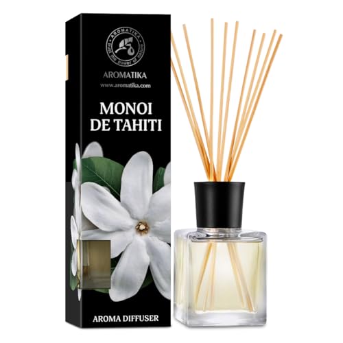 Raumduft Diffuser Monoi de Tahiti 200ml - Raumduft Diffuser mit Stäbchen - Aromadiffusers - Lufterfrischer - Duftdiffusor - Raumbeduftung - Raumluft - Tiare Blüten Raumduft - Zimmerduft von AROMATIKA trust the power of nature