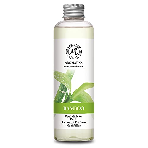 Raumduft Diffuser Nachfüller Bambus mit Ätherischem Zitronengras Öl 200ml - Nachfüller für Duftdiffusor - Reed Diffuser Refill Bamboo - Raumbeduftung - Zimmerduft - Diffuser Nachfüllen - Raumluft von AROMATIKA trust the power of nature