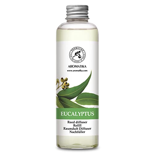 Raumduft Diffuser Nachfüller Eukalyptus mit Ätherischem Eukalyptusöl 200ml - Nachfüller für Duftdiffusor - Reed Diffuser Refill - Raumbeduftung - Zimmerduft - Diffuser Nachfüllen - Raumluft von AROMATIKA trust the power of nature