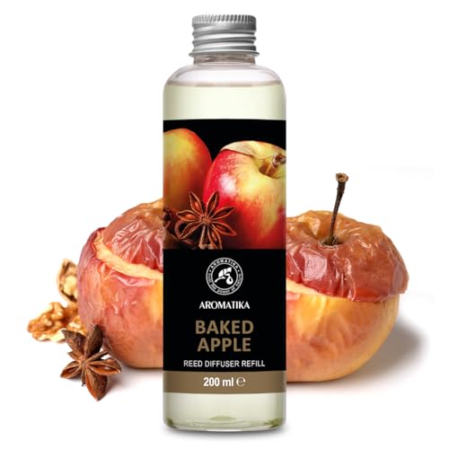 Raumduft Diffuser Nachfüller Gebackener Apfel 200ml - Nachfüllung mit ätherischem Zimtöl - Nachfüller für Duftdiffusor - Raumbeduftung - Frischer Aroma - Diffusor - Reed Diffuser Refill Baked Apple von AROMATIKA trust the power of nature