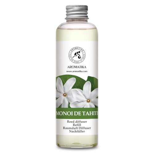 Raumduft Diffuser Nachfüller Monoi de Tahiti 200ml - Nachfüller für Duftdiffusor - Reed Diffuser Refill - Raumbeduftung - Zimmerduft Diffuser Nachfüllen - Tiare Blüten Raumduft - Raumluft von AROMATIKA trust the power of nature