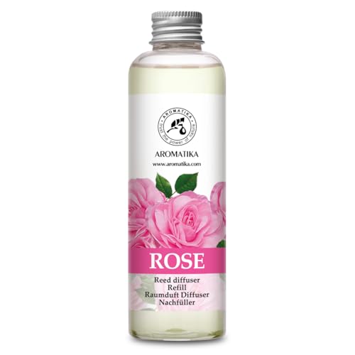 Raumduft Diffuser Nachfüller Rose 200ml - Rose Nachfüller für Duftdiffusor - Reed Diffuser Refill - Raumbeduftung - Zimmerduft Rose - Diffuser Nachfüllen - Rosen Raumduft - Rosenduft - Raumluft von AROMATIKA trust the power of nature