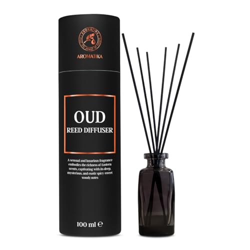 Raumduft Diffuser Oud 100ml - Intensiv & Langanhaltend Aroma Natürlich - Duft für Männer - Langanhaltender Aroma - Holzduft - Aromatisieren fur Raum - Reed Diffuser Oud von AROMATIKA trust the power of nature