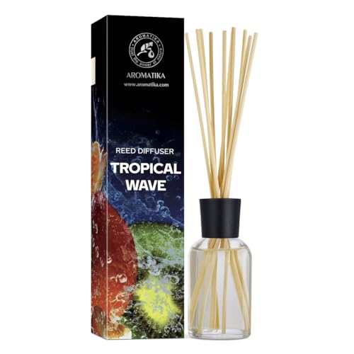 Raumduft Diffuser Tropische Welle 100ml - Duftdiffusor mit Stäbchen - Aquatischer Duft - Raumbeduftung - Zimmerduft - Raumluft - Aromadiffusers - Lufterfrischer - Reed Diffuser von AROMATIKA trust the power of nature