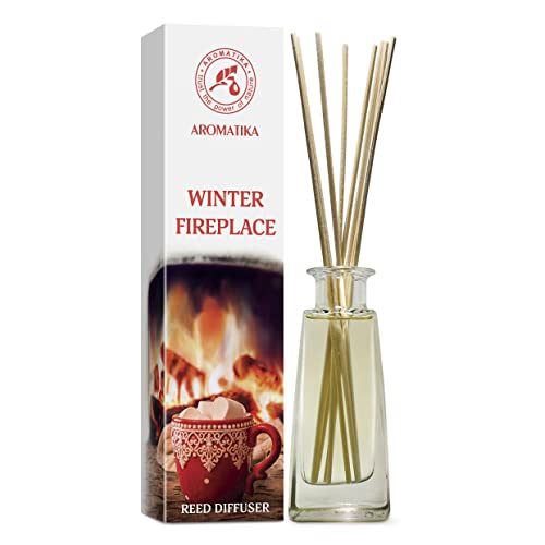 Raumduft Diffuser Winter Kaminfeuer 100ml - Duftdiffusor mit Stäbchen - Holziger und Koniferenartiger Duft - Raumbeduftung - Zimmerduft - Raumluft - Aromadiffusers - Lufterfrischer - Reed Diffuser von AROMATIKA trust the power of nature