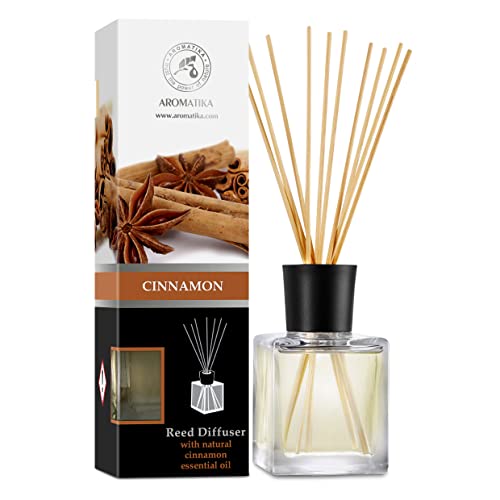 Raumduft Diffuser Zimt 200ml - Raumduft Stäbchen - Zimt Reed Diffuser mit Ätherischem Zimt Öl - Aromadiffusers - Lufterfrischer - Duftdiffusor - Raumbeduftung - Zimt Duft von AROMATIKA trust the power of nature