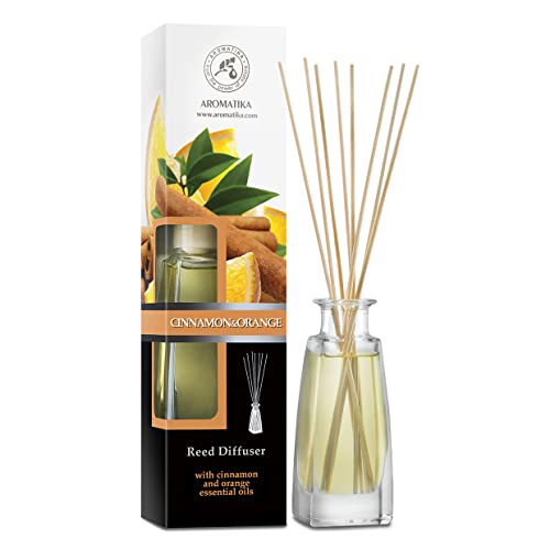 Raumduft Diffuser Zimt & Orange mit Ätherischen Ölen 100ml - Duftdiffusor mit Stäbchen für Weihnachten - Zitrus Duft - Weihnachtsduft - Raumbeduftung - Zimmerduft - Raumluft - Aromadiffusers von AROMATIKA trust the power of nature