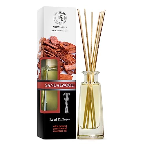 Raumduft Diffusor Öle Sandelholz 100ml - Set zum Aromatisieren mit Rattanstäbchen - Rein Ätherischen Sandelholz Öl - für Büro - Raum - Boutique - Aromatherapie von AROMATIKA trust the power of nature