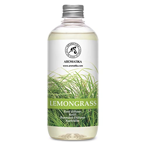 Raumduft Nachfüller Lemongrass - Zitronengras 500ml - Nachfüllflasche mit Naturreinem Ätherischen Lemongras Öl - Intensiv & Langanhaltend Natürlicher fur Raum - Küche - Bester Raumlufterfrischer von AROMATIKA trust the power of nature