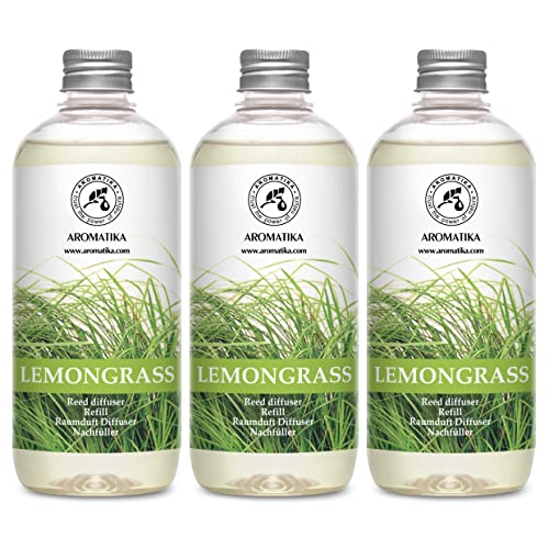 Raumduft Nachfüllflasche Zitronengras 1500ml - Diffuser Refill Lemongras 3x500ml - Nachfüllen Aromadiffusor - Natürliches Duft - Intensiv & Langanhaltend Natürlicher für Raum - Küche von AROMATIKA trust the power of nature