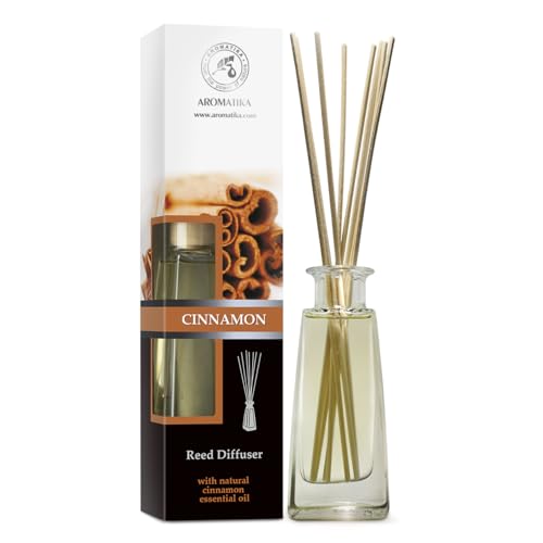 Raumduft Reed Diffuser Zimt 100ml mit Rattanstäbchen - 100% Natürlich Ätherischen Öl Cinnamon - Intensiv & Langanhaltend Raumdüfte - fur Raum - Spa - Restaurant von AROMATIKA trust the power of nature