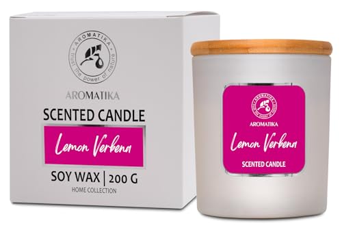 Scented candle - Duftkerze - Zitrone Verbene 200 g - Sojawachs Kerze mit Ätherischen Verbena Öl - Aroma Kerze - Duftkerze für Hause - Wunderschöner Intensiver Duft - Aromatherapie von AROMATIKA trust the power of nature