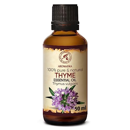 Thymianöl 50ml - Reine & Natürliche Ätherisches Thymian Öl - Thymus Vulgaris Oil - Österreich - Gut für Aromatherapie - Aroma Diffuser - Duftlampe - Haut- und Haarpflege von AROMATIKA trust the power of nature