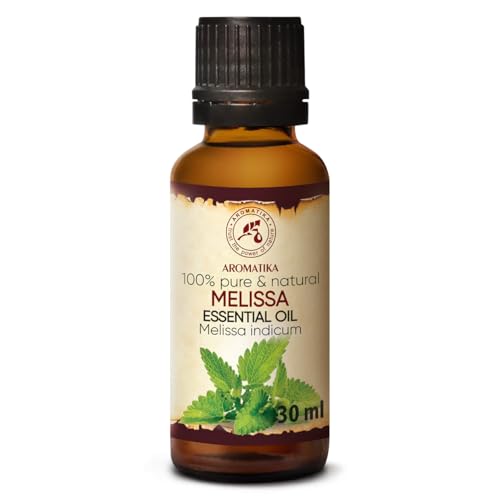 Zitronenmelissenöl 30ml - Mellissa Indicum - Indien Naturreines Ätherisches Zitronenmelisse Öl für Guten Schlaf - Rumduft - Aromatherapie - Entspannung - Aroma Diffuser - Duftlampe - Öl Melisse von AROMATIKA trust the power of nature