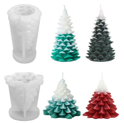AROMUJOY 2 Stück Kerzen Formen Silikon, 3D Weihnachtsbaum Kerzenform, Gießformen Silikon Weihnachten, Silikonform Tannenbaum für DIY Duftkerze Handwerk Ornamente AROMUJOY 2 Stück Kerzen Formen Silikon, 3D Weihnachtsbaum Kerzenform, Gießformen Silikon Weihnachten, Silikonform Tannenbaum für DIY Duftkerze Handwerk Ornamente von AROMUJOY