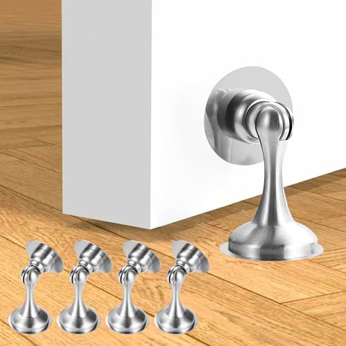 AROMUJOY Magnetischer Türstopper 4 Stück, Magnetischer Türstopperhalter aus Edelstahl, Wand und Bodenmontage, Door Stopper mit Doppelseitigem 3m Klebeband und Schrauben, Silber AROMUJOY Magnetischer Türstopper 4 Stück, Magnetischer Türstopperhalter aus Edelstahl, Wand und Bodenmontage, Door Stopper mit Doppelseitigem 3m Klebeband und Schrauben, Silber von AROMUJOY