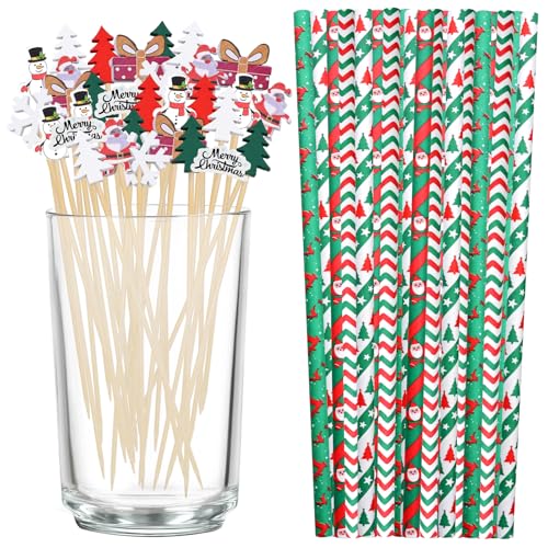 ARONRAVE Cocktailspieße Weihnachtsmuster, 80 Stück Wiederverwendbar Cocktail Schirmchen Strohhalm kinder für Hochzeit Weihnachten Party Cocktail Deko Zubehör ARONRAVE Cocktailspieße Weihnachtsmuster, 80 Stück Wiederverwendbar Cocktail Schirmchen Strohhalm kinder für Hochzeit Weihnachten Party Cocktail Deko Zubehör von ARONRAVE
