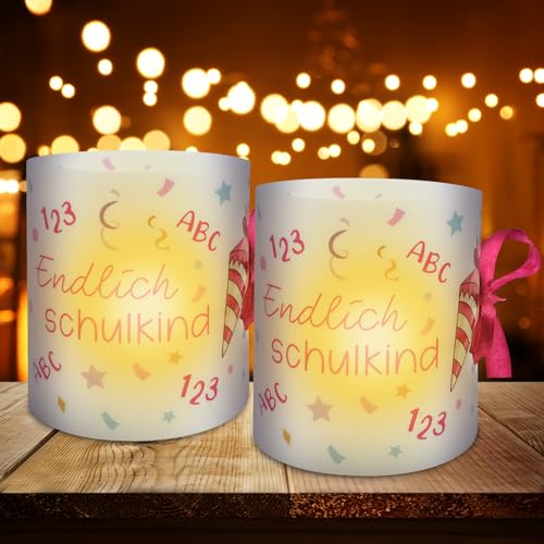 ARONRAVE Deko Einschulung Mädchen Windlichter, 12 Deko Einschulung Mädchen Tischdeko Einschulung Deko Windlicht Tischdeko Einschulung für Teelichter oder Kerzen von ARONRAVE
